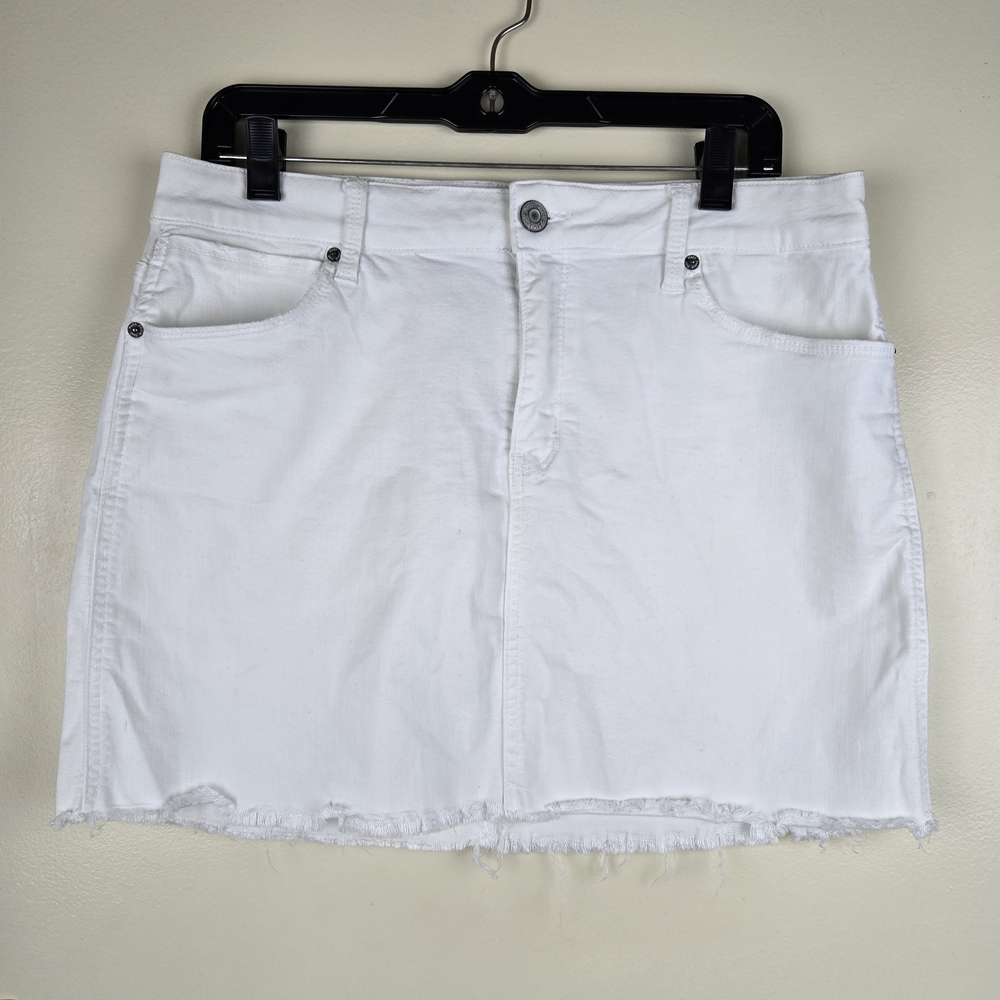 Mudd Flex-Streched White Frayed Hem Mini Skirt Size 13